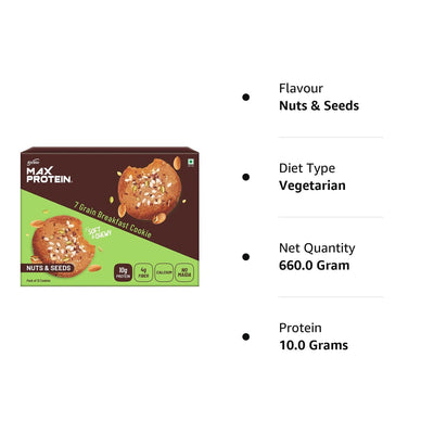 RiteBite Max Protein Nuts & Seeds Cookies (Pack of 12), 660g