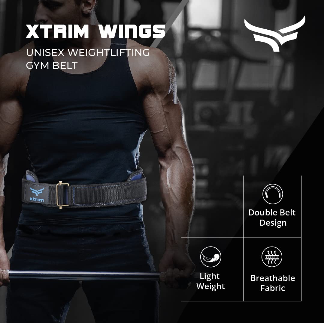 Wings 6-" Unisex Weightlifting Gym Belt Ultra-Light Foam Core (Navy)