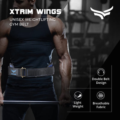 Wings 6-" Unisex Weightlifting Gym Belt Ultra-Light Foam Core (Navy)