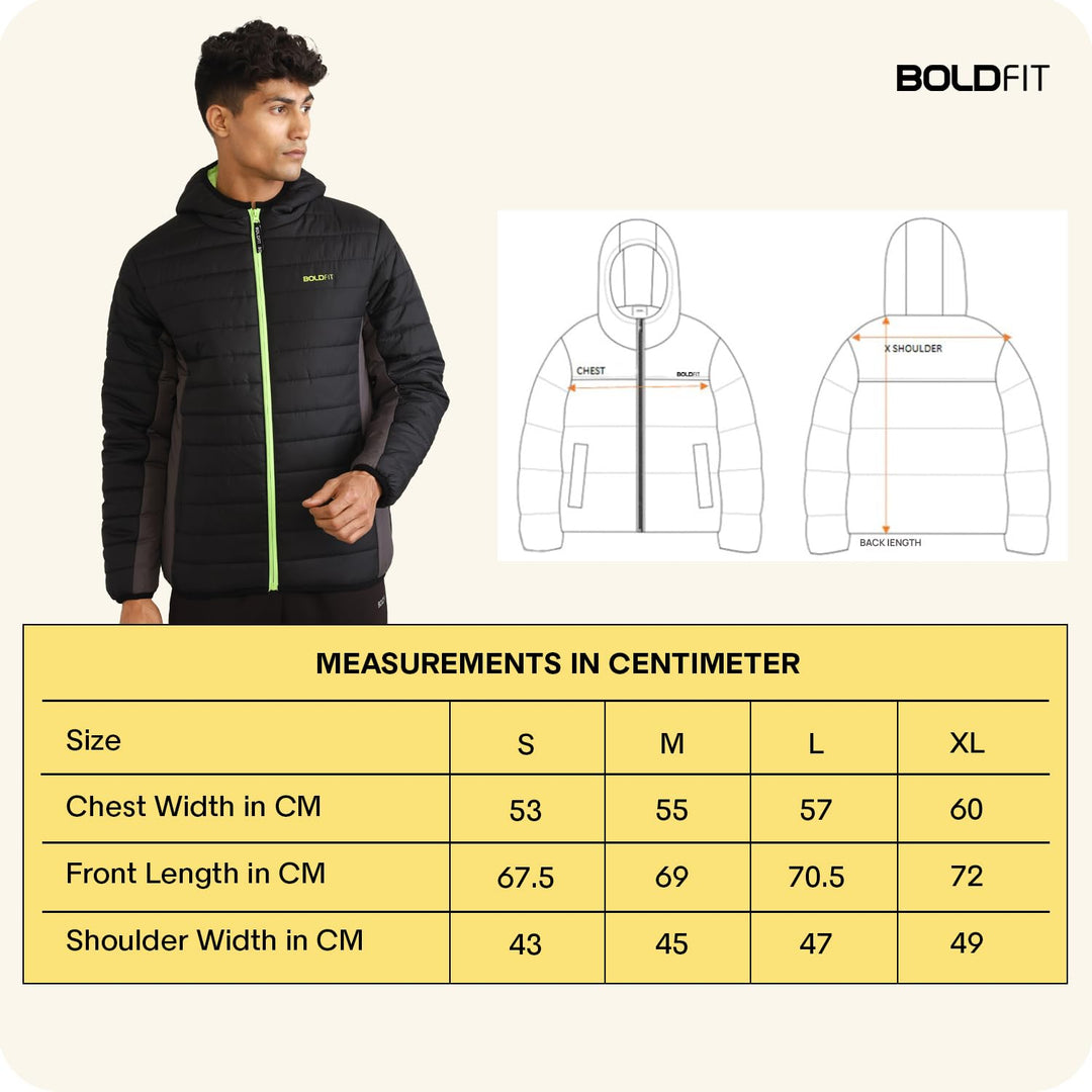 Boldfit Winter Jackets for Men & Boys Full Sleeve (Black Charcoal)