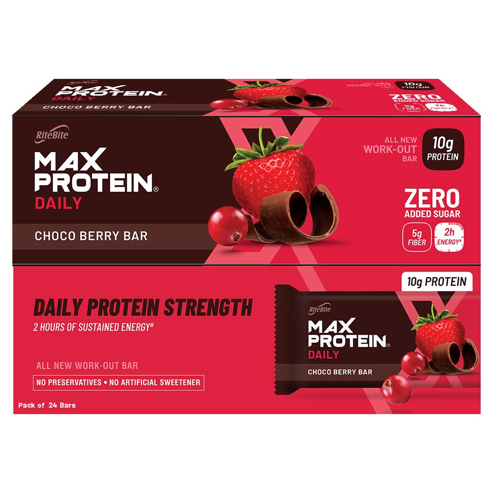 RiteBite Max Protein Daily 10g Choco Berry Protein Bars (Pack of 24), 1200g