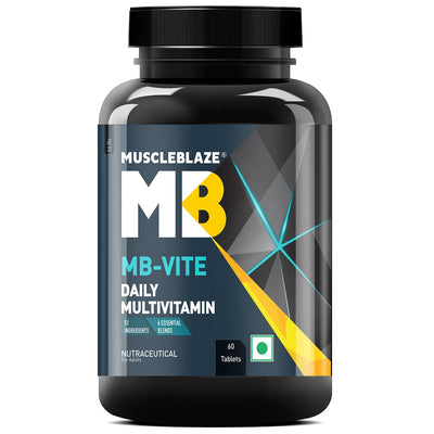 MuscleBlaze MB-Vite Daily Multivitamin with 51 Ingredients & 6 Blends, Vitamins & Minerals, Prebiotic & Probiotics, Amino Acid Blends, for Energy, Stamina & Recovery, 60 Multivitamin Tablets