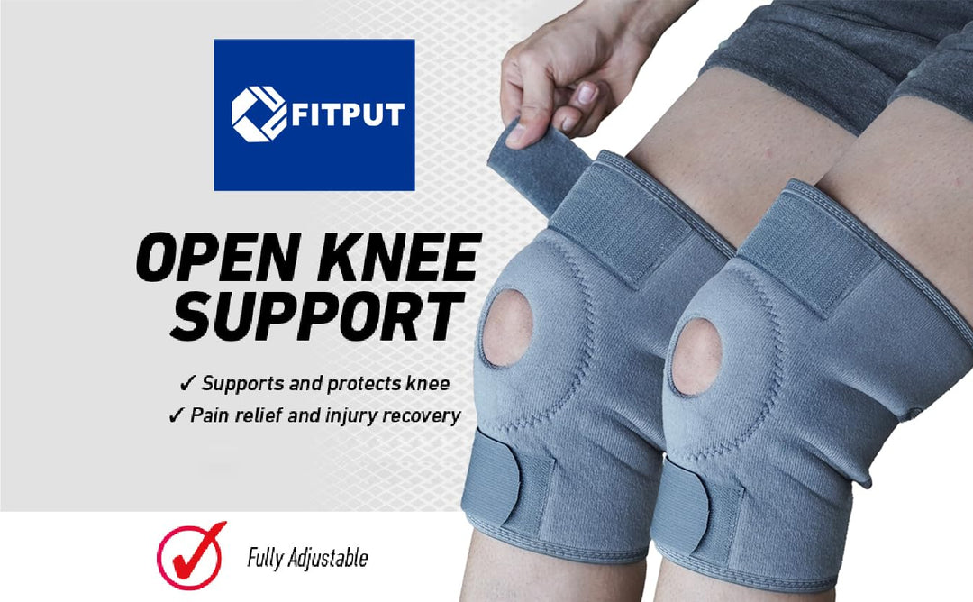 Adjustable Grey Knee Cap For Men & Women For Leg Pain Relief /Knee Support/Knee Brace for Gym, Fitness, Basketball, Injury Recovery, Running, Sports  (Freesize,Grey)