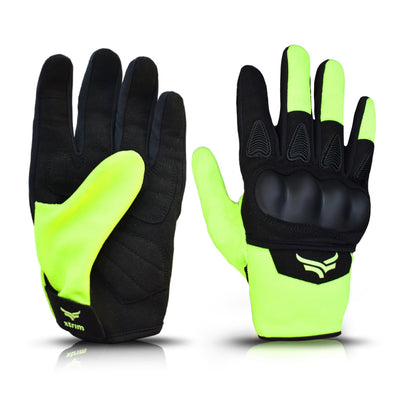 Protekt Universal Biking Gloves with Sloping Knuckles | Touchscreen Compatible Riding Gloves (Neon & Black)