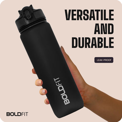 Boldfit Sipper Water Bottle Motivational 1L Black