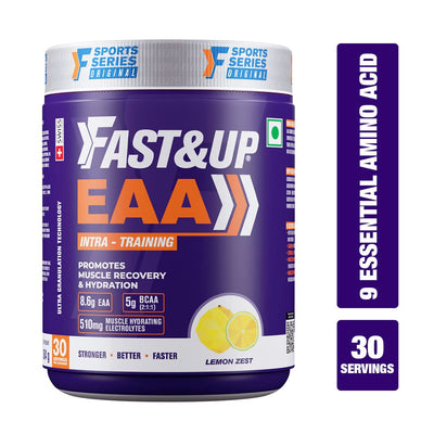 FAST&UP EAA Intra - Training/Workout drink Powder(EAAx9) with BCAA+Electrolyte Blend+ helps provide Muscle Recovery|Hydration|Performance All 9 Essential Amino Acid- 30 servings (Lemon Zest), Purple