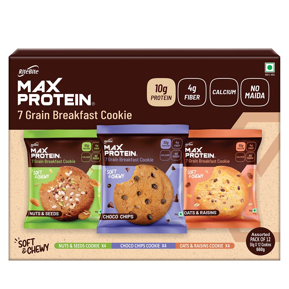 RiteBite Max Protein Assorted Cookies (Pack of 12), 660g