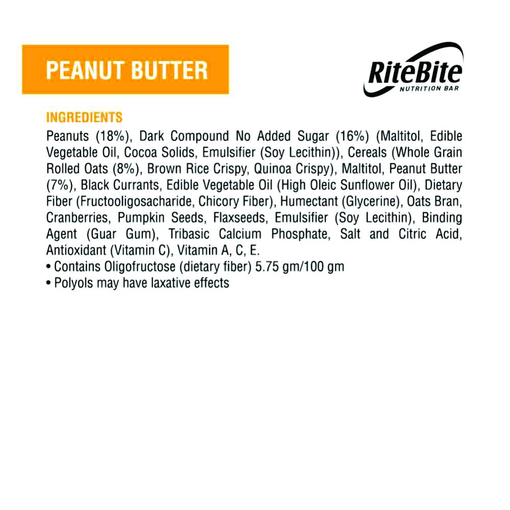 RiteBite Peanut Butter Nutrition Bar (Pack of 12), 480g