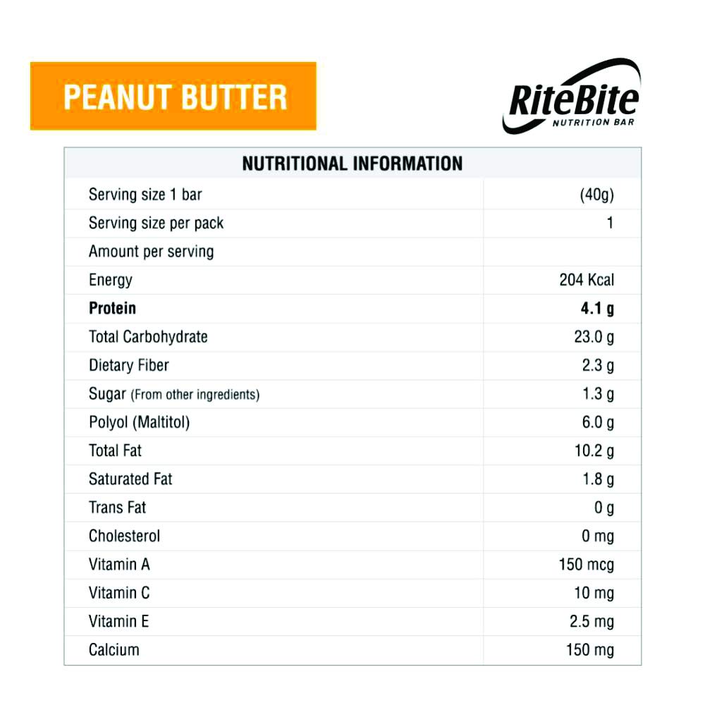 RiteBite Peanut Butter Nutrition Bar (Pack of 12), 480g