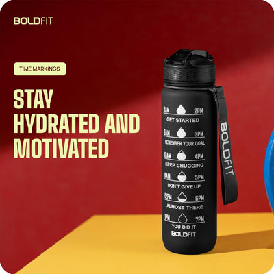 Boldfit Sipper Water Bottle Motivational 1L Black