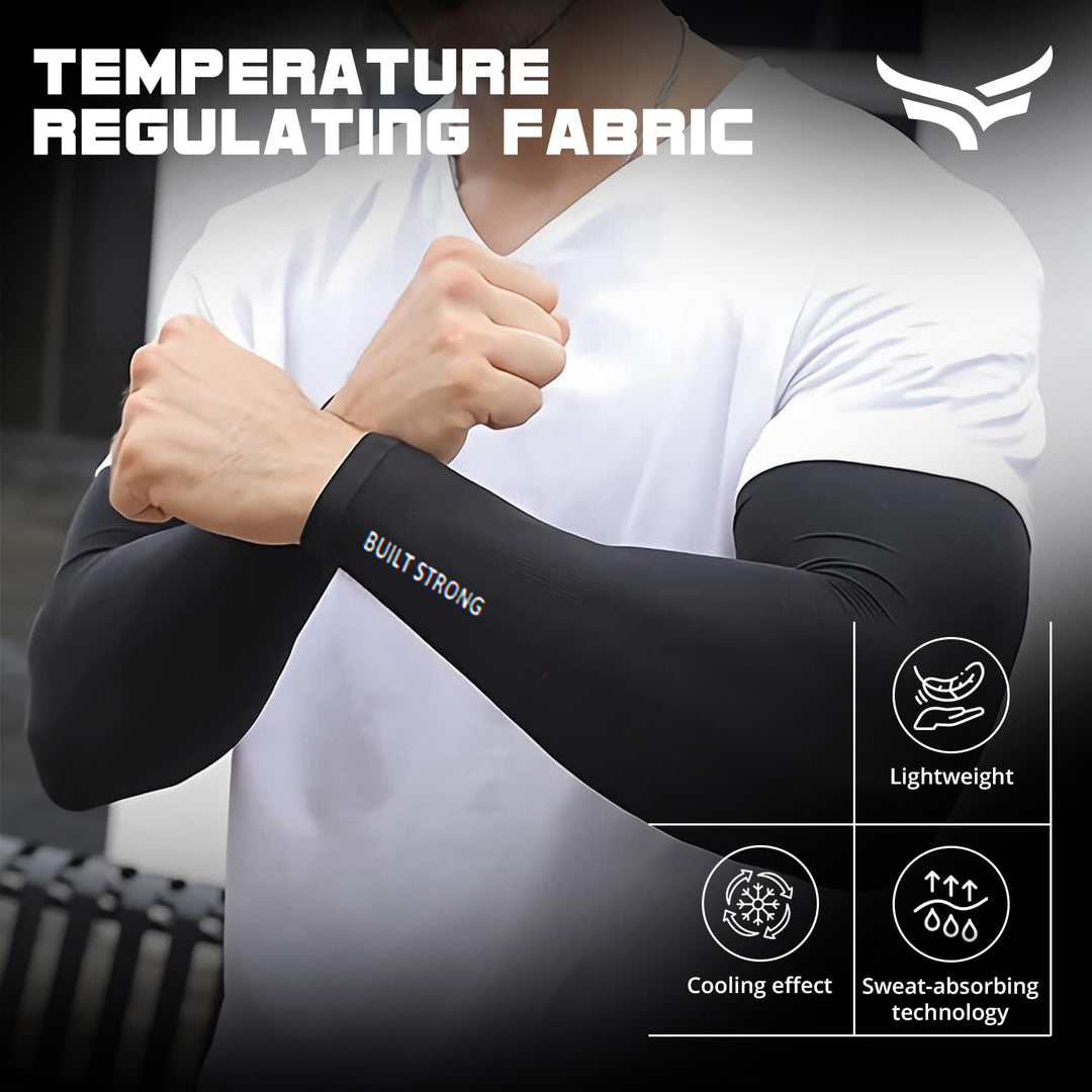 Unisex Arm Sleeves for Outdoor & Indoor Use | UV Tan Protection | Long Sun Sleeves for Men & Women | Perfect for Cycling | Running & Outdoor Activities(Black)