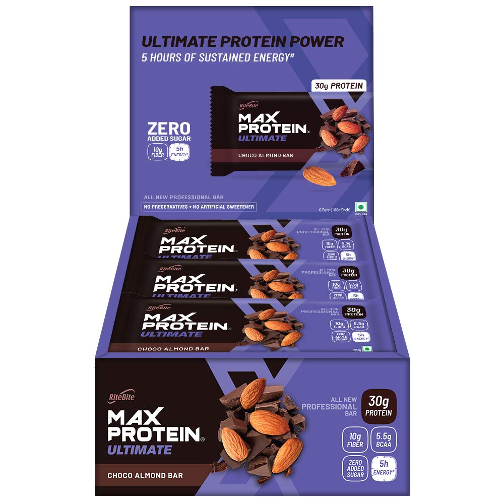 RiteBite Max Protein Ultimate 30g Choco Almond Protein Bars (Pack of 12), 1200g