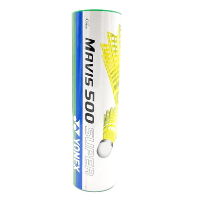 Yonex Mavis 500 Super Badminton Shuttlecocks | Color: Yellow | Size: Standard | Material: Nylon | Speed: Slow | Pack of 6 | For Unisex | Goose Feathers | Lightweight and Durable | Solid Cork Base | Ideal for all Professional Level Players