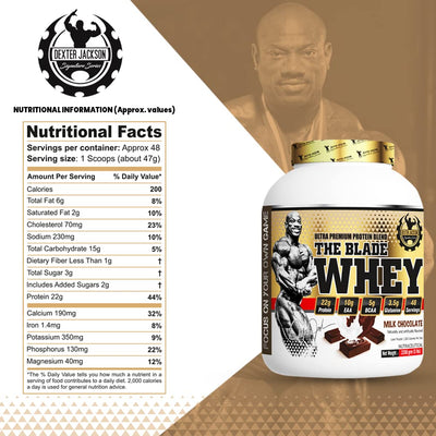 Dexter Jackson The Blade Whey | Milk Chocolate Flavor | 5 lbs 2268g Premium Whey Protein for Lean Muscle Growth and Recovery