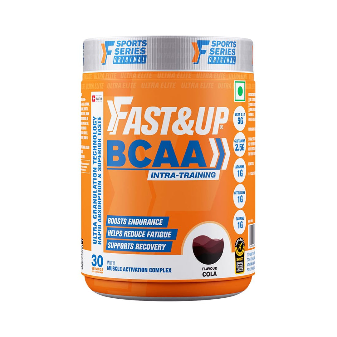 Fast&Up BCAA Advanced - 450 Gms, 30 Servings, (Cola Flavour) Informed Sport Certified BCAA that helps in Muscle Recovery & Endurance, BCAA (2:1:1) + Muscle Activators + Electrolytes