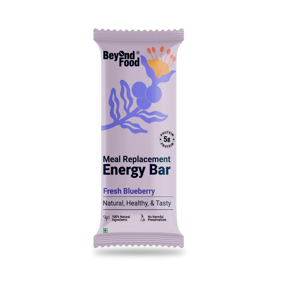 Meal Replacement Energy Bar | Fresh Blueberry Flavor (Pack of 6/ 50g each) | 100% Natural Ingredients