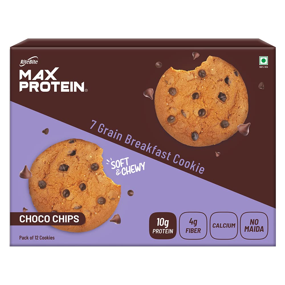 RiteBite Max Protein Choco Chips Cookies (Pack of 12), 660g