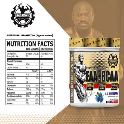 Dexter Jackson EAA+BCAA | Improve Exercise Performance & Maximize Muscle Gains | Blue Raspberry Flavor | 390 Gram - Advanced Amino Acid Blend