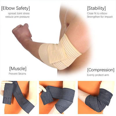 ALYV 2PCS Extra Long Elastic Knee Wrap Compression Bandage Brace Support for Legs, Plantar Fasciitis, Stabilising Ligaments, Joint Pain (Beige)