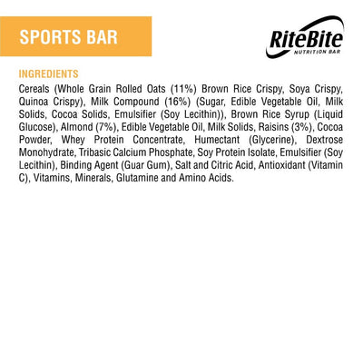 RiteBite Sports Bar Nutrition Bar (Pack of 12), 480g