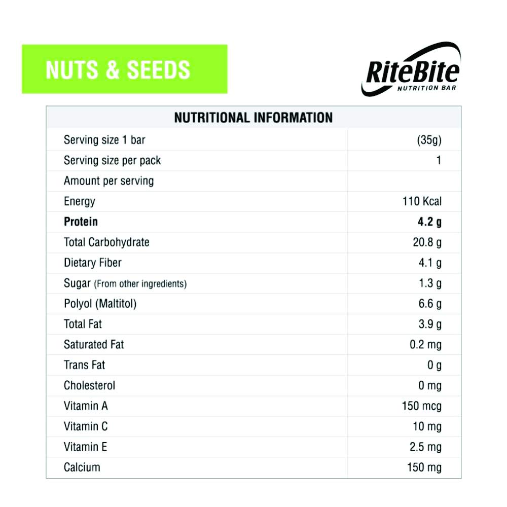 RiteBite Nuts & Seeds Nutrition Bar (Pack of 12), 420g