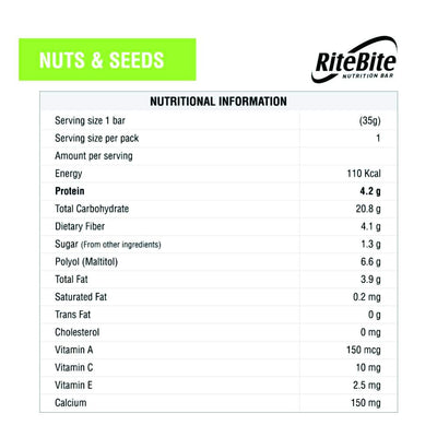 RiteBite Nuts & Seeds Nutrition Bar (Pack of 12), 420g