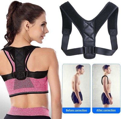 ALYV Adjustable Posture Support Belt (for sizes up to 42/XL) Back & Shoulder Support Brace with Heat Dissipation Holes Back and Shoulder Pain Relief for Men & Women