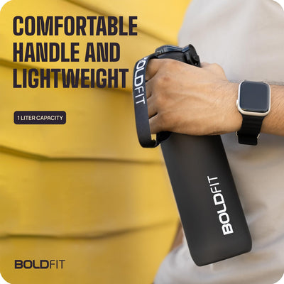 Boldfit Sipper Water Bottle Motivational 1L Black