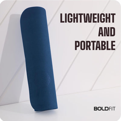 Boldfit Yoga Mat For Home Workout Anti Slip - 4 MM Navy Blue