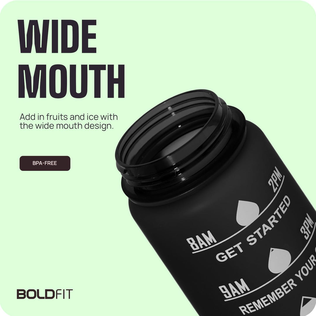 Boldfit Sipper Water Bottle Motivational 1L Black