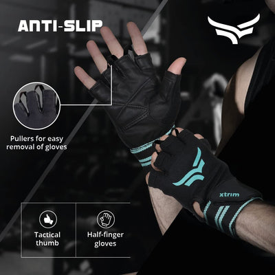 X Macho Unisex Leather Gym Gloves for Professional Weightlifting