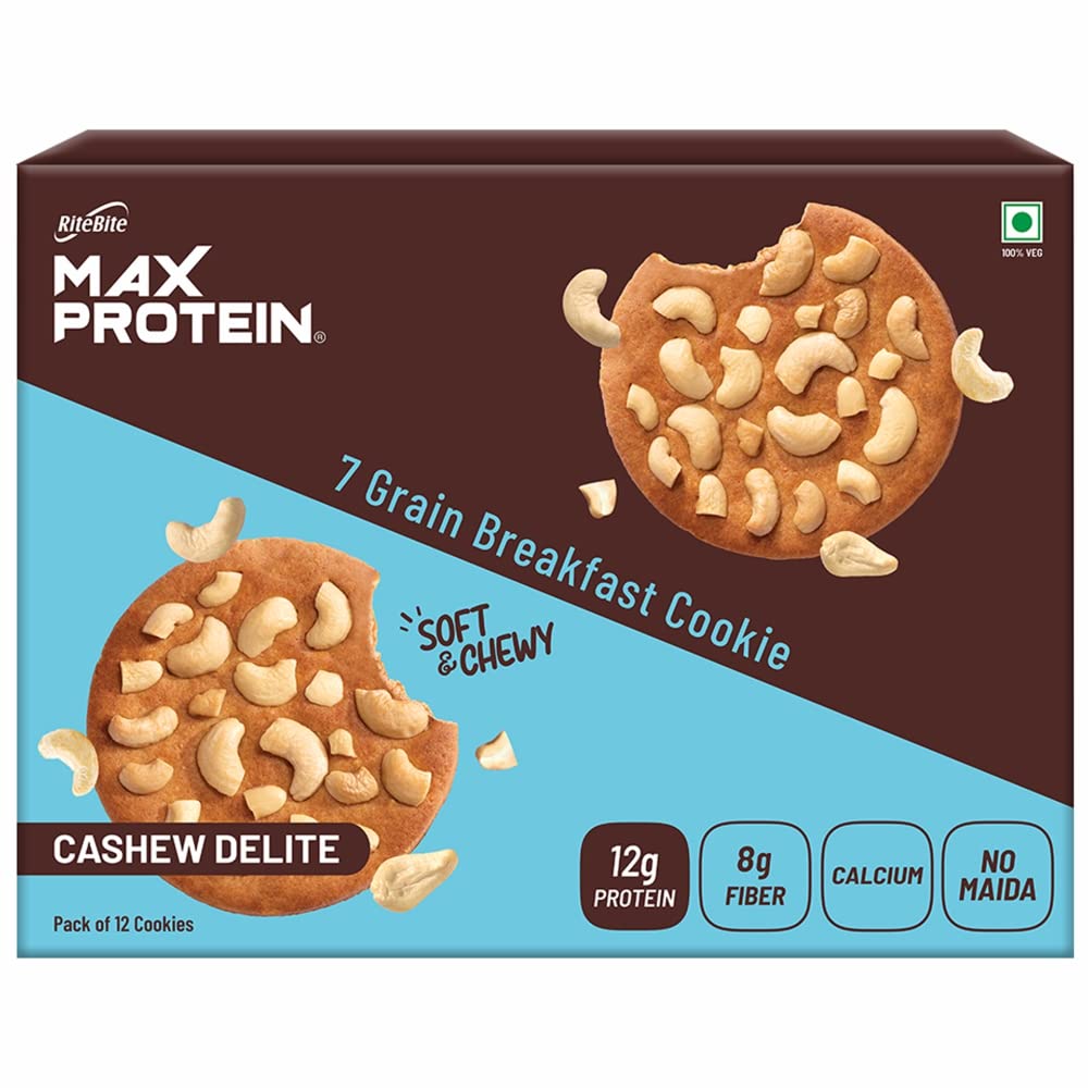 RiteBite Max Protein Cashew Delite Cookies (Pack of 12), 720gï¿