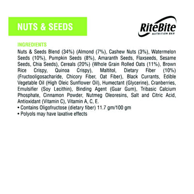 RiteBite Nuts & Seeds Nutrition Bar (Pack of 12), 420g