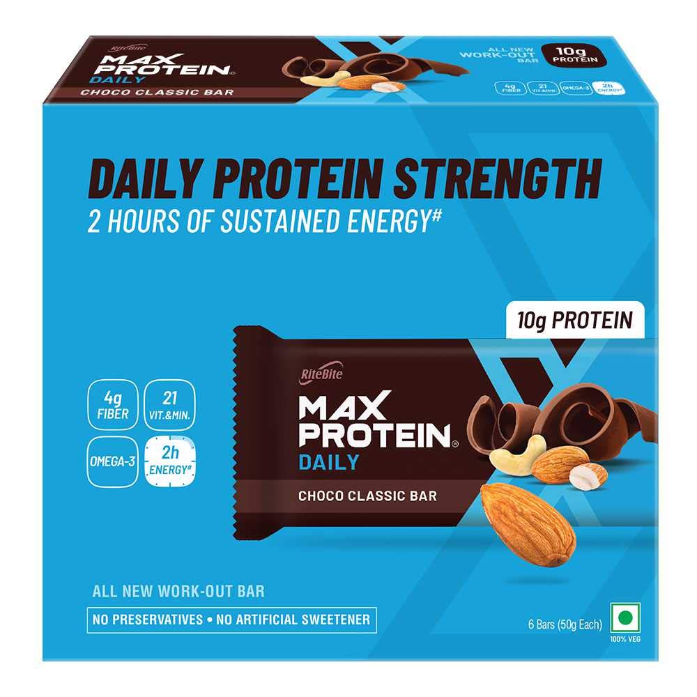 RiteBite Max Protein Daily 10g Choco Classic Protein Bars (Pack of 6), 300g