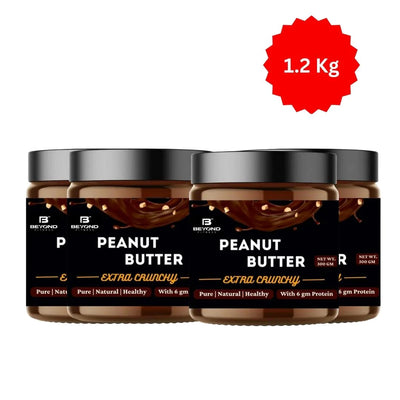 High Protein Peanut Butter | Dark Choclate | Extra Crunchy | 6gm Whey protein per serving | 1.2Kg (Pack of 4)