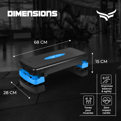 Aerobic Stepper for Cardio Workout Gym Stepper with 2 Height Adjustments - 10 & 15cm | 4 Anti-Skid Rubber Pads on Legs & Slip-Resistant Platform (Supports 250Kg Weight | 68 cm)