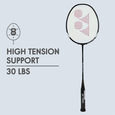 Yonex Muscle Power 29 Lite Badminton Racquet | Color: Black Grey | Size: G4 | Material: Graphite | Weight: 85-89.9 grams | Tension: 30 lbs| Grip Size: 3 3/4 inche | For Intermediate | Isometric Shape