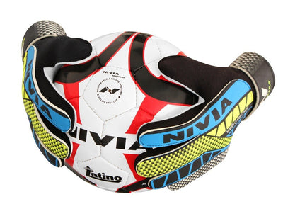 Nivia Web Football Goal Keep Gloves (Medium) - Rubber, Multicolor