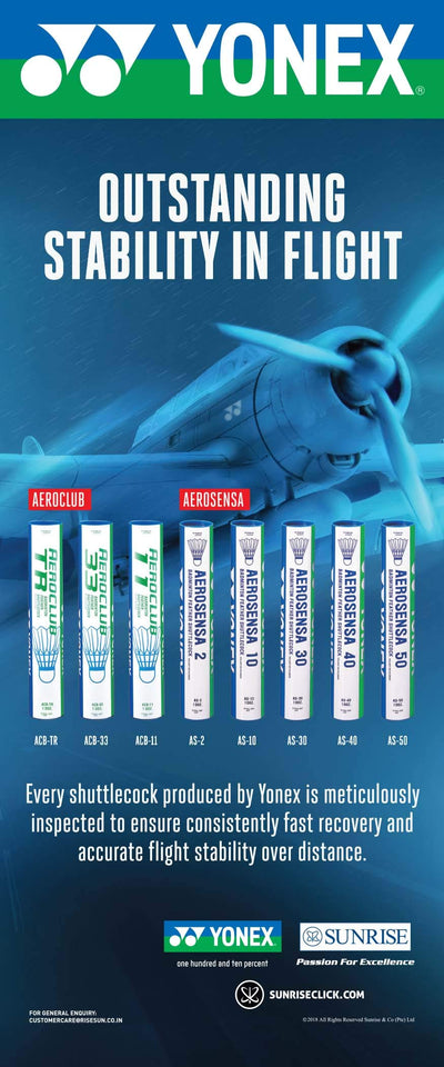 YONEX Aerosensa 30 Feather Shuttlecocks, Pack of 12 (White)