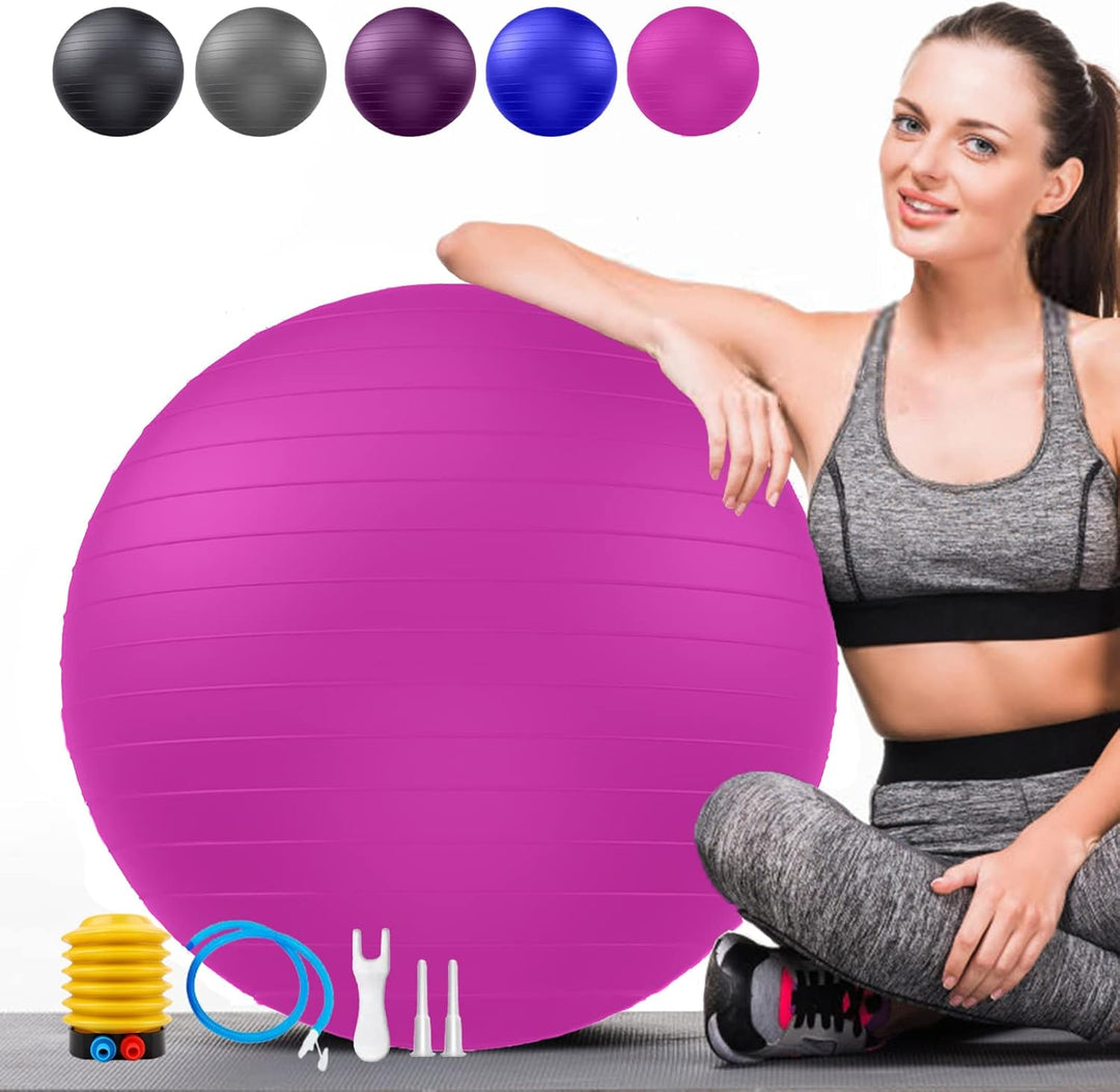 Soft Exercise Ball, Anti-Burst Yoga Ball Chair Supports 2200lbs Stability Ball W/Pump For Pregnancy Birthing Excersize Workout Fitness Balance
