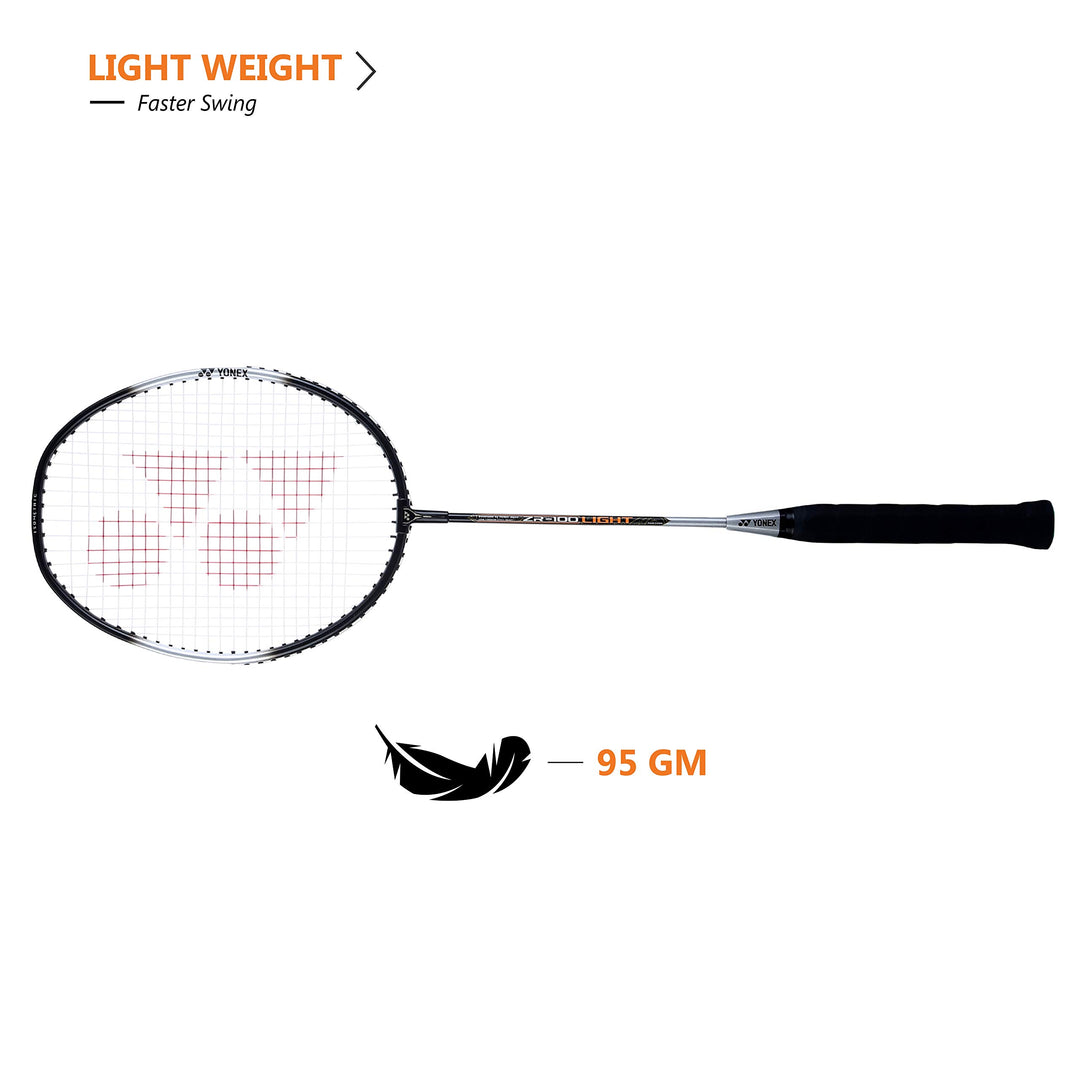 YONEX ZR 100 Light Aluminium Badminton Racquet with Full Cover (Black/Black)