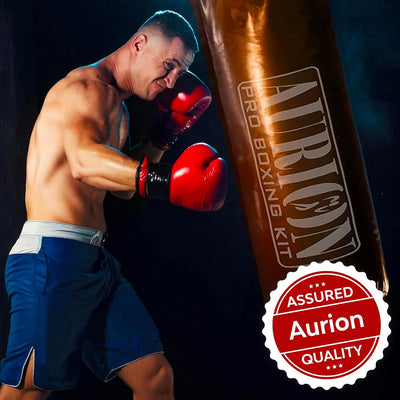 Aurion by 10Club 4 Feet PU Leather Filled Punching Bag | Professional Boxing Bag with Hanging Chain | Boxing | MMA | Muay Thai | Kickboxing |Taekwondo - Tan 4 Feet/48 Inches