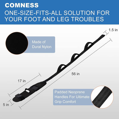 Elastic Leg Stretch Strap | Increase Strength Soft Cotton Rehabilitation Leg Stretch Strap for Home Use (Black)