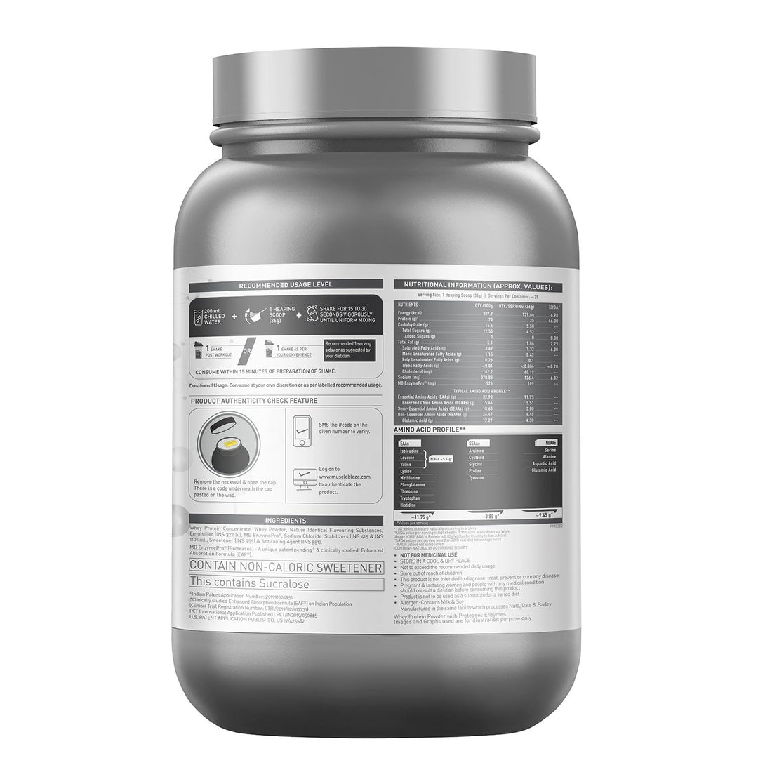 MuscleBlaze Biozyme Performance Whey, 1 kg (2.2 lb), French Vanilla Creme