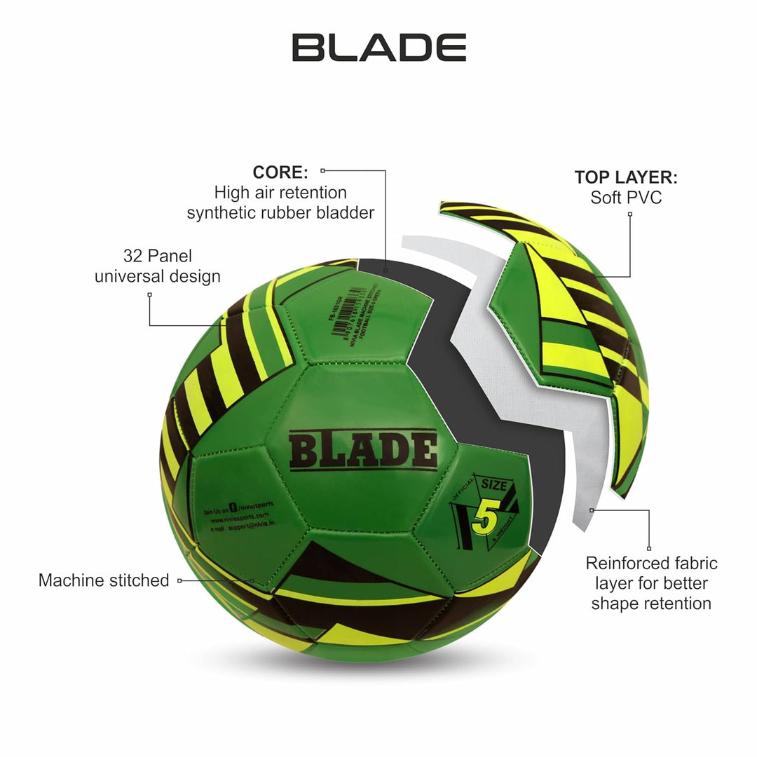 Nivia Blade Machine Stitched Football - Green/Outer Material:PVC (Size: 3)