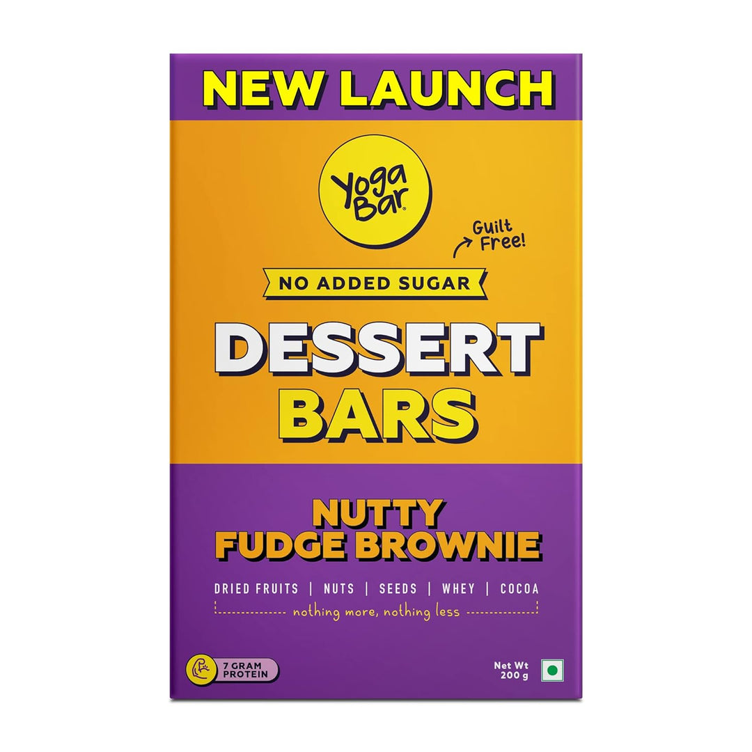 Nutty Fudge Brownie Dessert Protein Bar With 7g Protein & 5g Fiber | Protein Bar With the Proteins of Dried Fruits | Nuts | Whey | Seeds | Cocoa (No Added Sugar) | Pack of 5 | 40g*5 -200gm