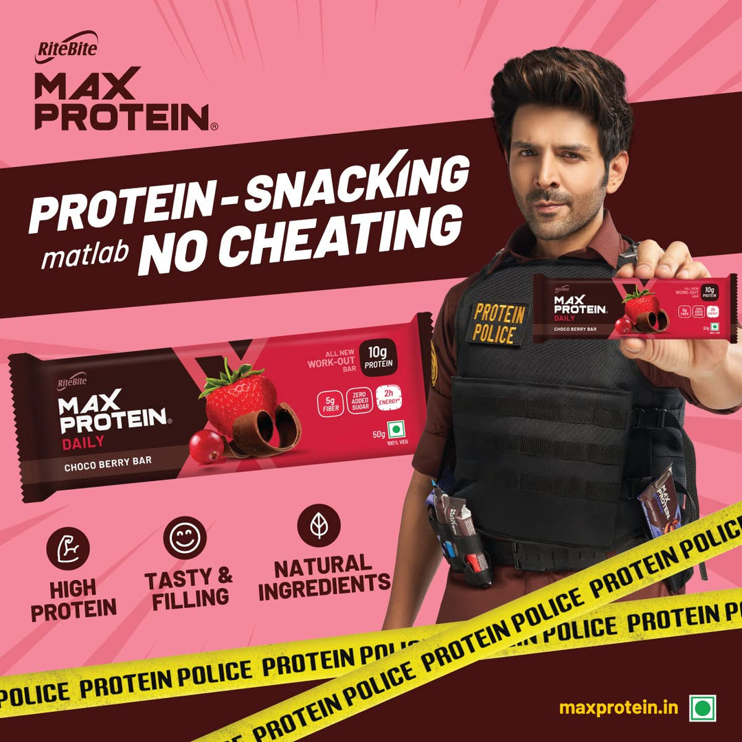 RiteBite Max Protein Daily 10g Choco Berry Protein Bars (Pack of 6), 300g