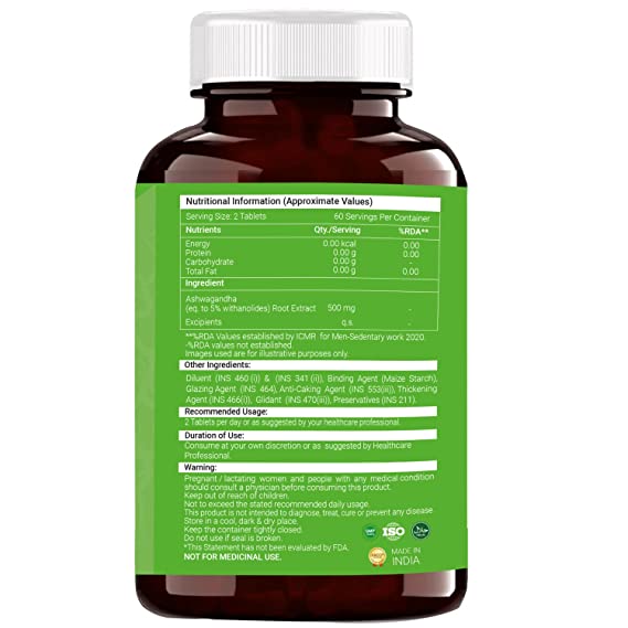 Organic Ashwagandha Capsules 1000mg - 60 Veg Capsules