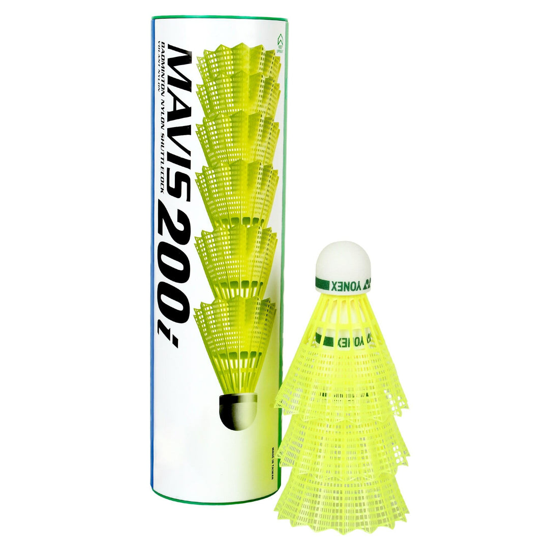 Yonex Mavis 200i Nylon Badminton Shuttlecocks (Yellow, Medium Speed)  | Flight Stability | Synthetic Cork