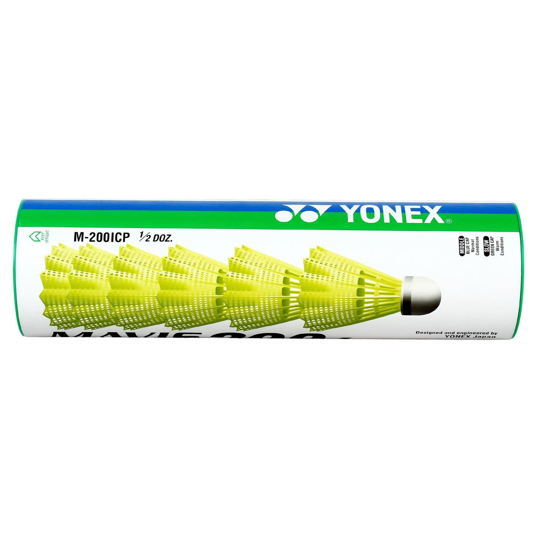 Yonex Mavis 200i Nylon Badminton Shuttlecocks (Yellow, Medium Speed)  | Flight Stability | Synthetic Cork